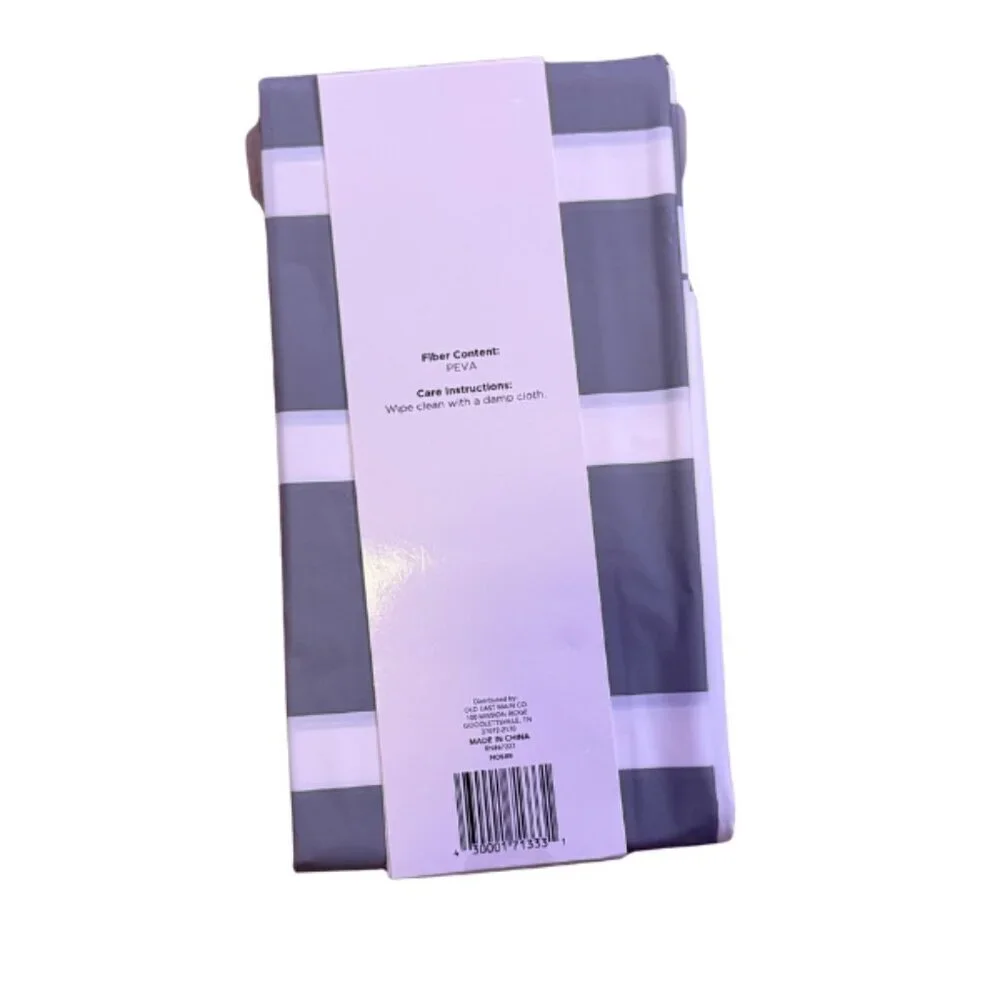 Comfort Bay 13-Piece Shower Liner Set – Gray & Clear Horizontal Stripe w 12 hook